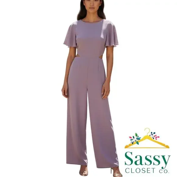 LULUS Lilac V-Neck Waist Cutout Jumpsuit S EUC Pastel Event - Picture 1 of 6